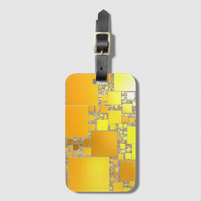 Yellow and Orange Squared Luggage Tag (Front Vertical)