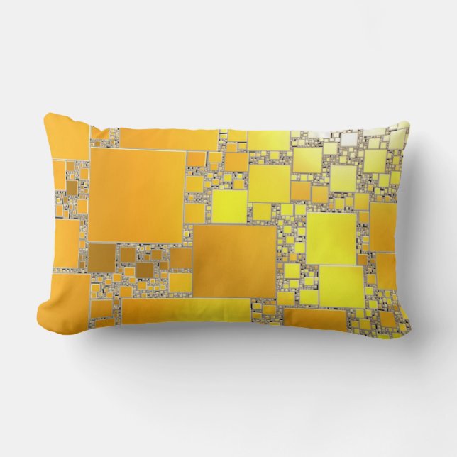 Yellow and Orange Squared Oblong Cushion (Front)