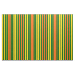 Yellow and Orange Vertical Stripes Green  Fabric
