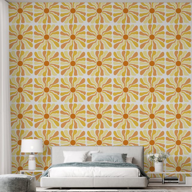 Yellow and Orange Vintage Sunshine Wallpaper (Bedroom)