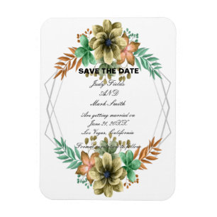 Yellow And Orange Watercolor Floral Save The Date Magnet