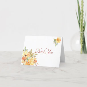 Yellow and orange watercolor floral thank you card
