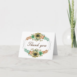 Yellow And Orange Watercolor Floral Thank You Card