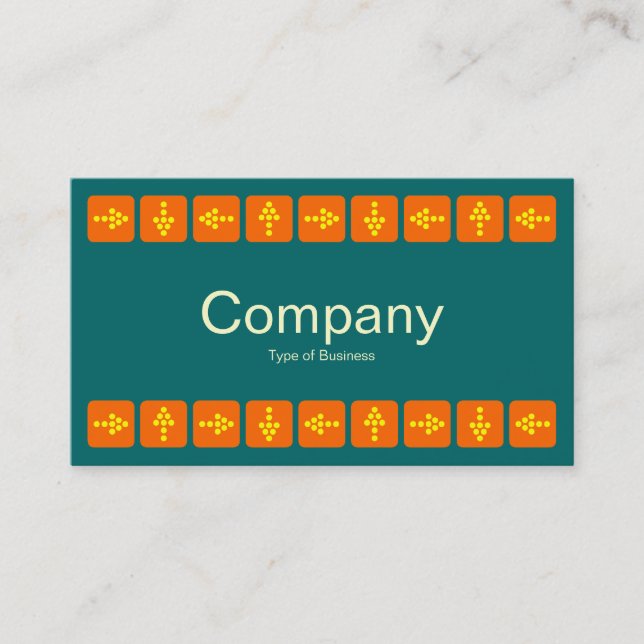 Yellow and orangLED Style Arrows - Teal Green Business Card (Front)