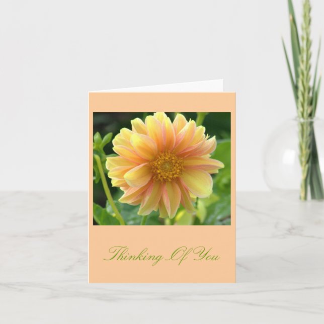 YELLOW AND PEACH-COLORED  DAHLIA CARD (Front)