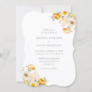 Yellow and Peach Floral Wedding Invitation