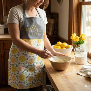Yellow and Peach Rose All-Over Print Apron
