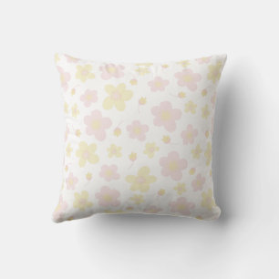 Yellow and Pink Designer Floral on White   Cushion
