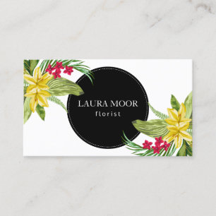 Yellow And Pink Exotic Flowers Business Card