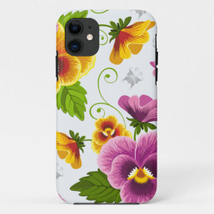 Yellow and pink floral pattern Case-Mate iPhone case