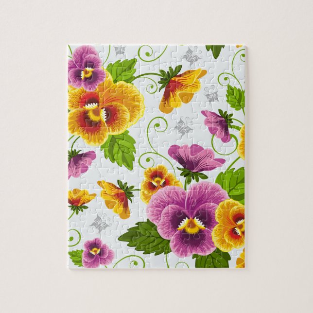 Yellow and pink floral pattern jigsaw puzzle (Vertical)