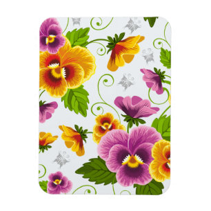 Yellow and pink floral pattern magnet