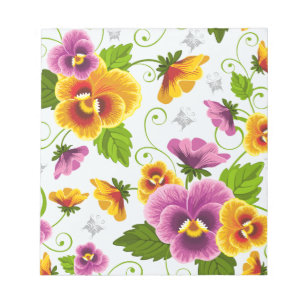 Yellow and pink floral pattern notepad