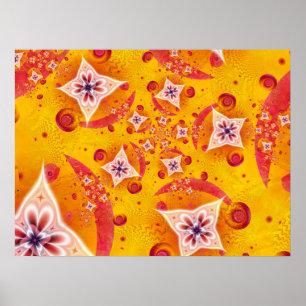 Yellow and Pink Flowers Shapes Poster