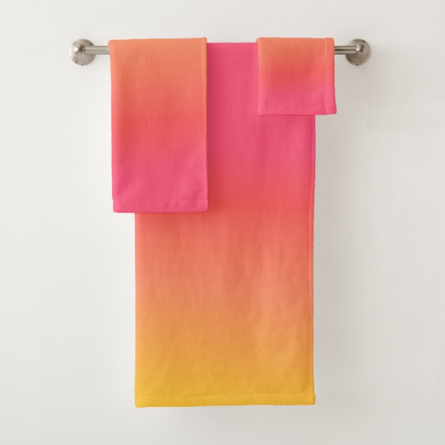 Yellow and Pink Gradient Bath Towel Set (Insitu)