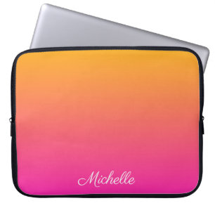 Yellow and pink gradient ombre laptop sleeve