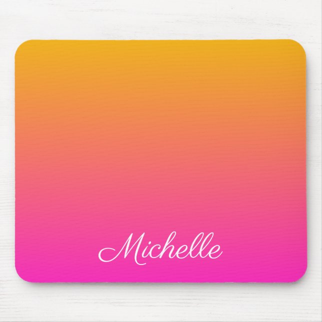 Yellow and pink gradient ombre mouse pad (Front)