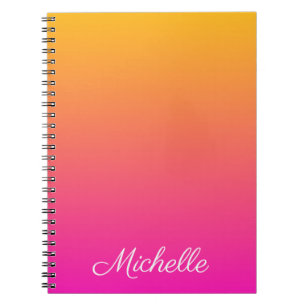 Yellow and pink gradient ombre notebook