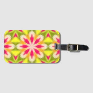 Yellow and pink luggage tag