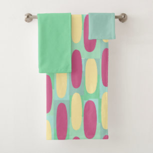 Yellow and Pink Ovals Bath Towel Set