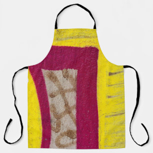 Yellow and pink painted wall apron