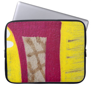 Yellow and pink painted wall laptop sleeve