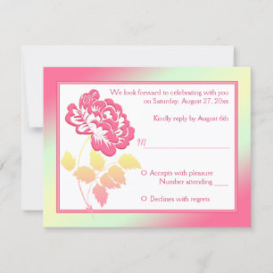 Yellow and Pink Peony Reply Card