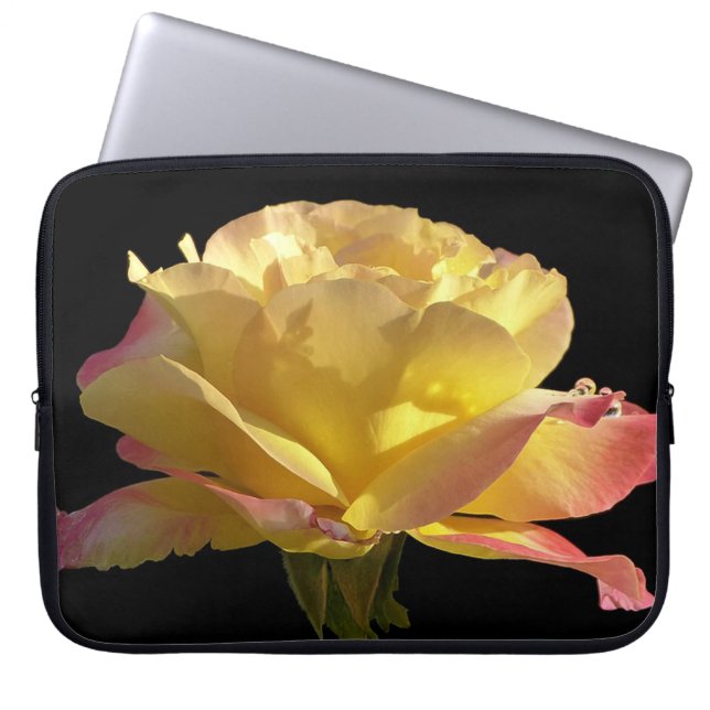 Yellow and Pink Rose Laptop Sleeve (Front)