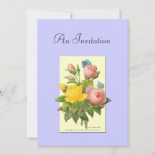 Yellow and Pink Roses Botanical Custom Invitations