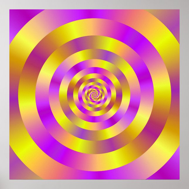 Yellow and Pink Spiral Rings Poster (Front)