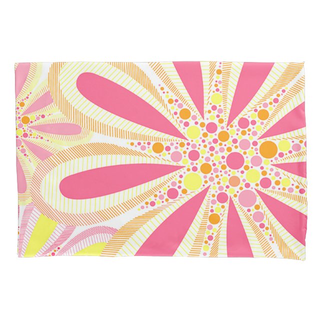 Yellow and Pink Spring Flowers Pillowcase (Front)