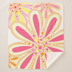 Yellow and Pink Spring Flowers Sherpa Blanket