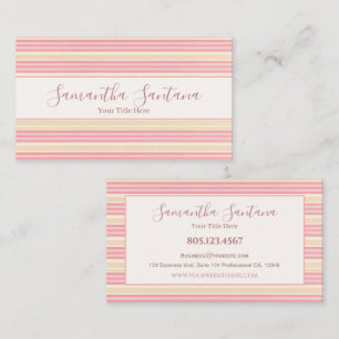 Yellow and Pink Striped Business Card