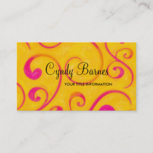 Yellow and Pink Swirls Business Card