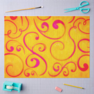Yellow and Pink Swirls Tissue Paper
