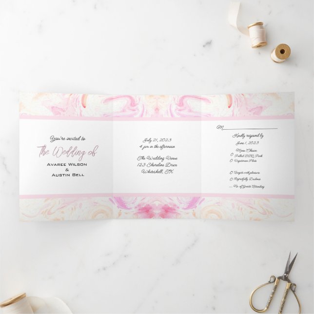  Yellow and Pink Tie Dye Tri-Fold Invitation (Inside)