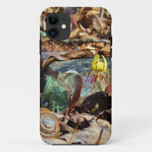 Yellow and Plum Trout Lily and Snail Shell iPhone 11 Case