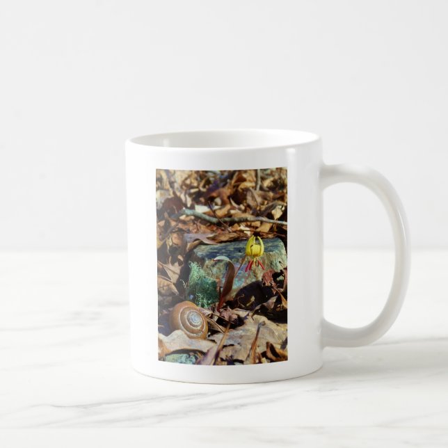Yellow and Plum Trout Lily and Snail Shell Coffee Mug (Right)