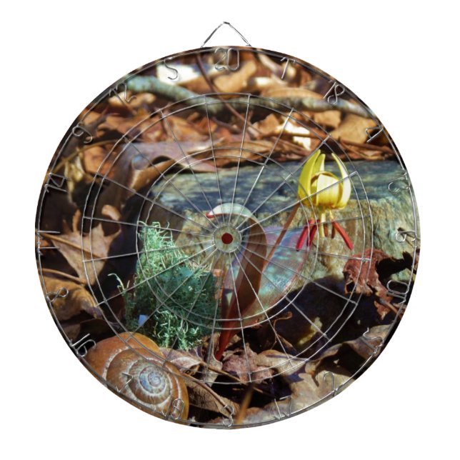 Yellow and Plum Trout Lily and Snail Shell Dartboard (Front)