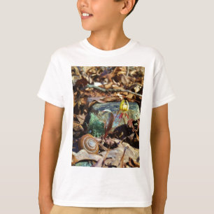 Yellow and Plum Trout Lily and Snail Shell T-Shirt