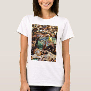 Yellow and Plum Trout Lily and Snail Shell T-Shirt
