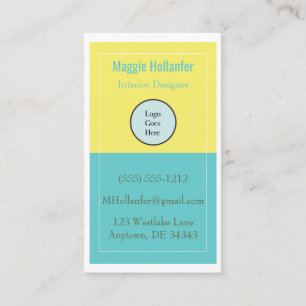 Yellow and Pool Blue with Logo and Information Business Card