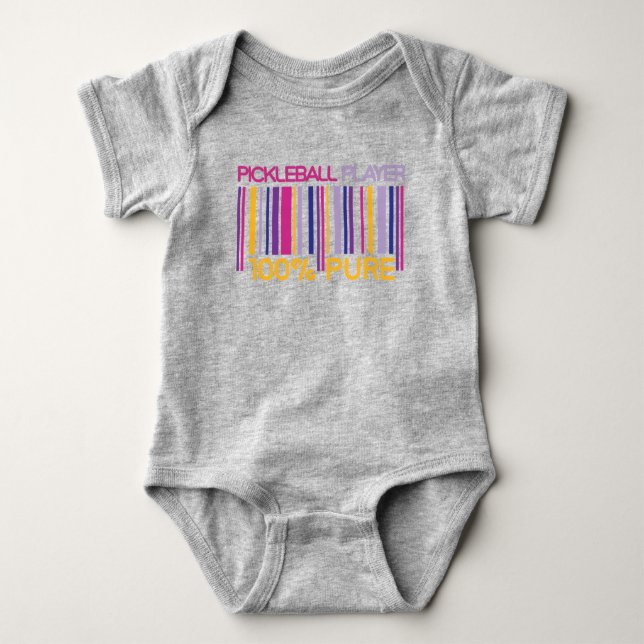 💛Yellow and 💜purple 100% pickleballer T-Shirt Baby Bodysuit (Front)