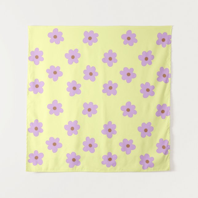 Yellow and Purple Flower Boho Style Tapestry (Front)