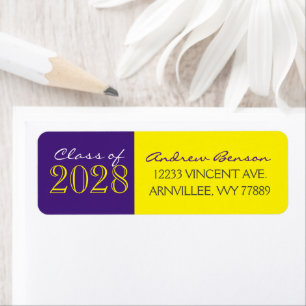 Yellow and Purple Graduation Return Address Labels