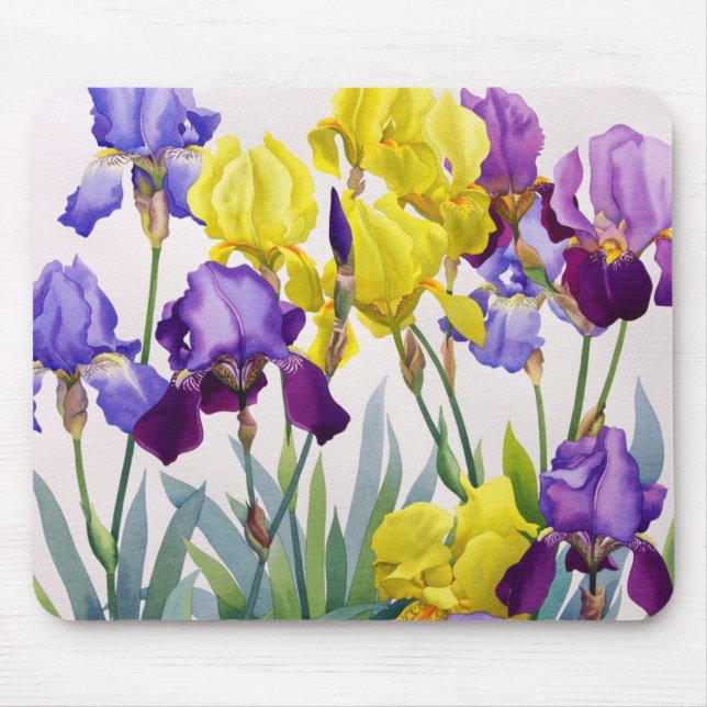 Yellow and Purple Irises Mouse Pad (Front)