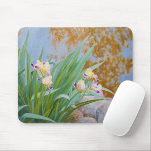 Yellow and Purple Irises with Golden Light Mouse Pad