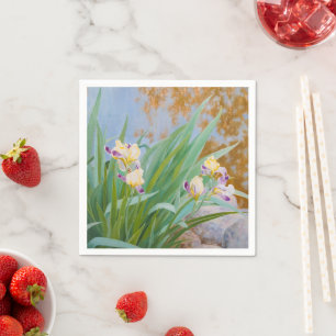 Yellow and Purple Irises with Golden Light Napkin
