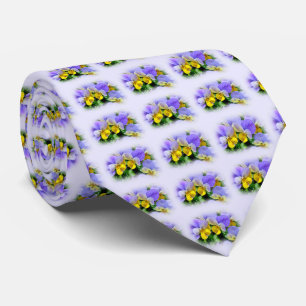 Yellow and Purple Pansies Tie