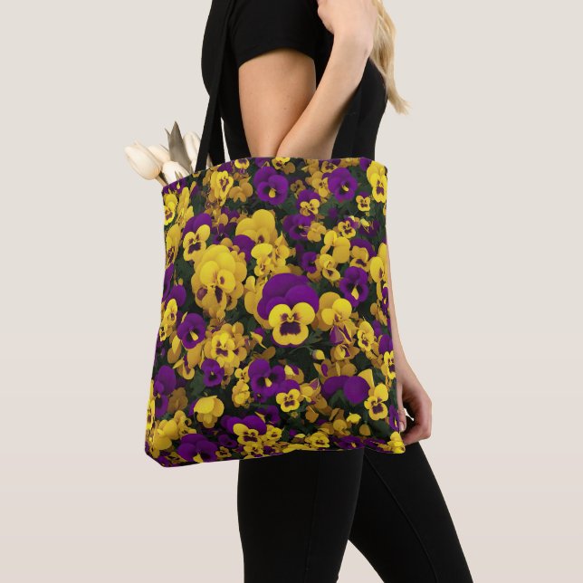 Yellow and Purple Pansies Tote Bag (Close Up)